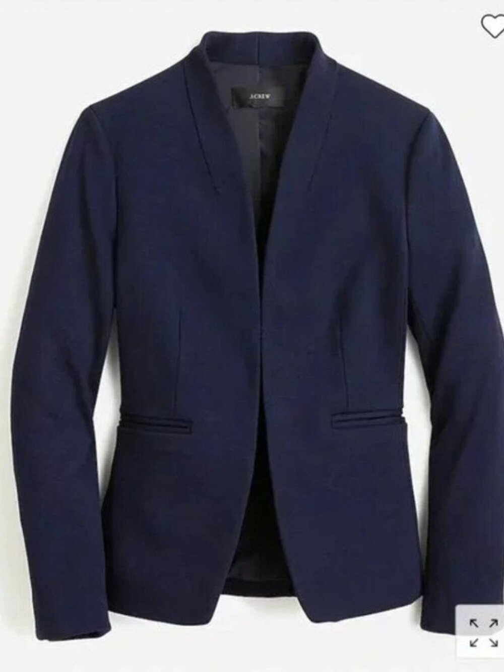 J.Crew Navy Blue Collarless Open Front Blazer Size 12 NWT